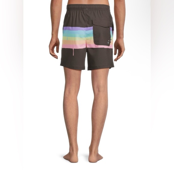 Mens Neff Rainbow Paint Brush Stroke Swim Trunks Size L - Picture 3 of 4